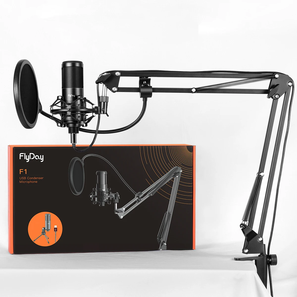 

Flyday F1 Best Sell Mic Kit, USB Condenser OEM Microphone Singing Gaming Recording Studio Teaching Podcast Microfono Kit