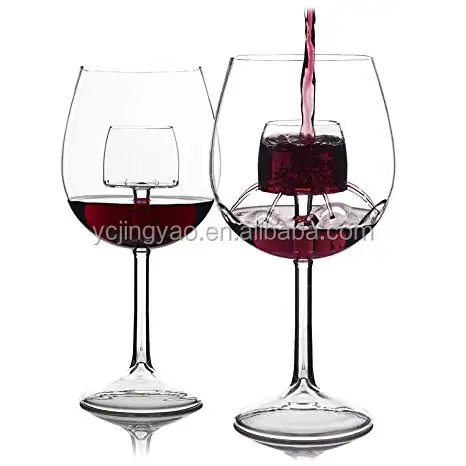 

Hand Made Heat Resistant Pyrex Wine Glass with Built In Aerator/Sommelier Aerating Wine Glasses, Clear