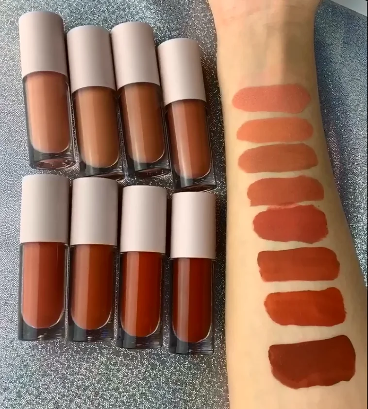 

Wholesale cosmetics organic high quality lip matte liquid lipstick OEM nude lipgloss, 8colors