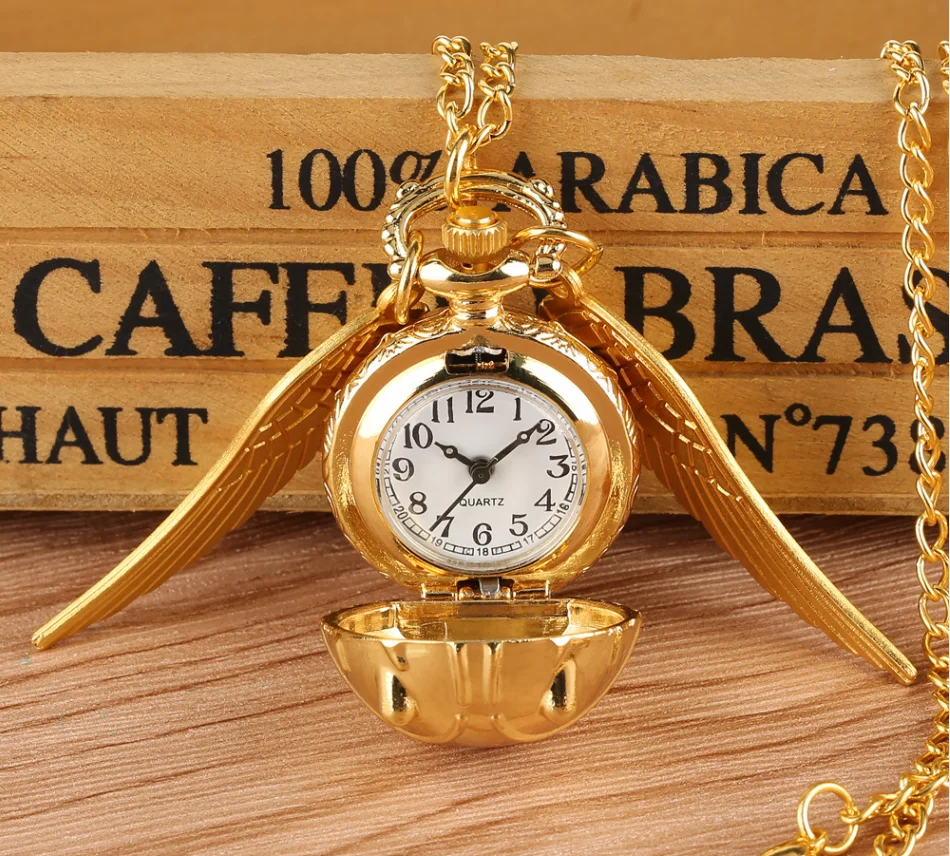

Fashion Golden Snitch Locket Watch Necklace for Women Men Jewelry