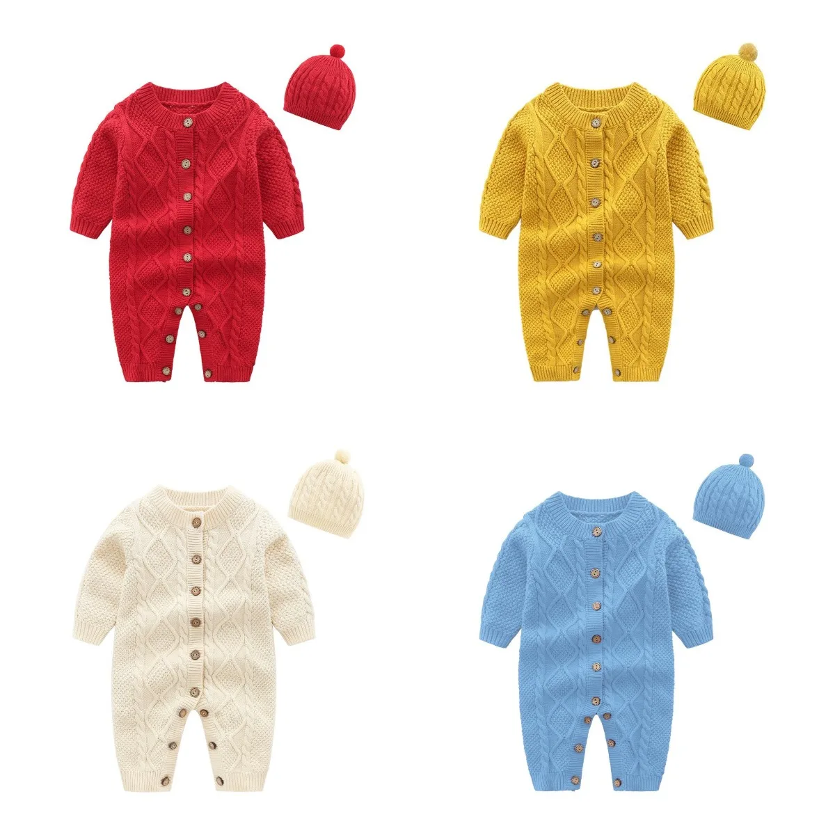 

Fashion Knitted Newborn infant & toddlers clothing baby long sleeve winter rompers jumpsuit