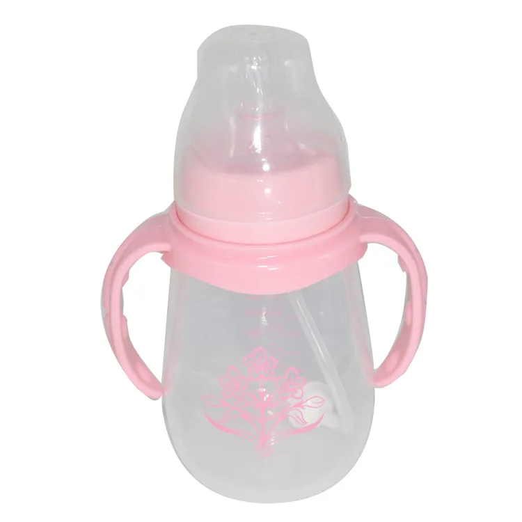 

Hot selling baby PP feeding bottle wide caliber anti-fall anti-flatulence with straw 300ML newborn supplies food grade BPA free