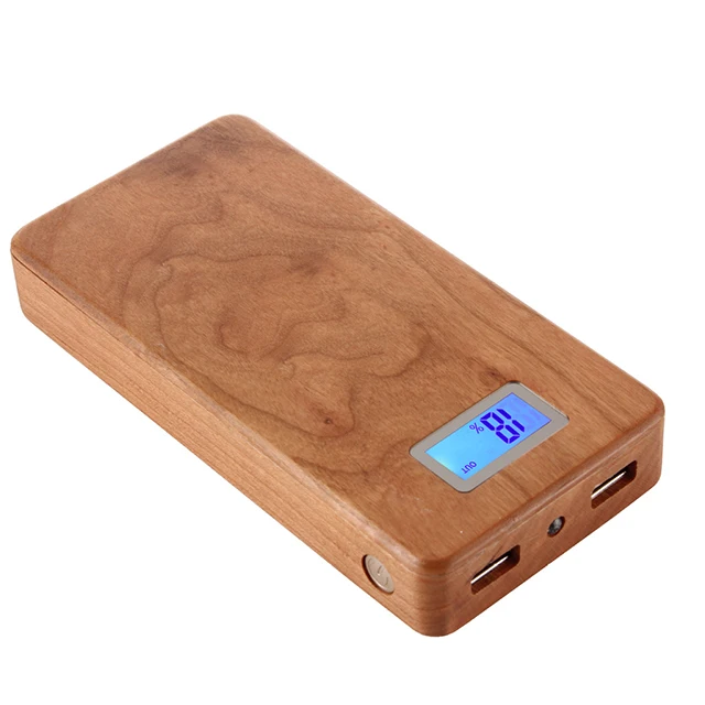 

Solid wood two in one power bank wireless charging dual USB output 12000mAh charger wireless