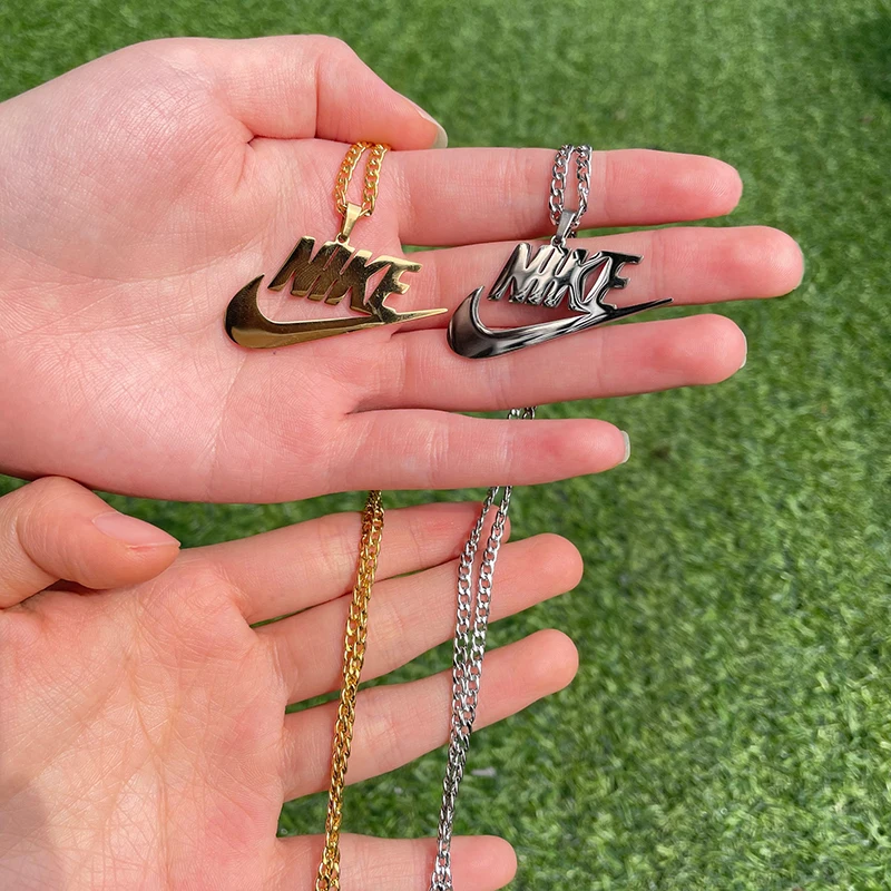 

Wholesale Urban street style stainless steel swoosh pendant necklace tick necklaces personalized gold customized name necklace