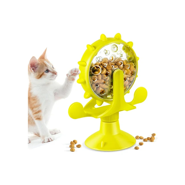 

Wholesale Cat Food Dispenser Toy Puzzle Slow Feeder Rotating Windmill Interactive Pet Toy
