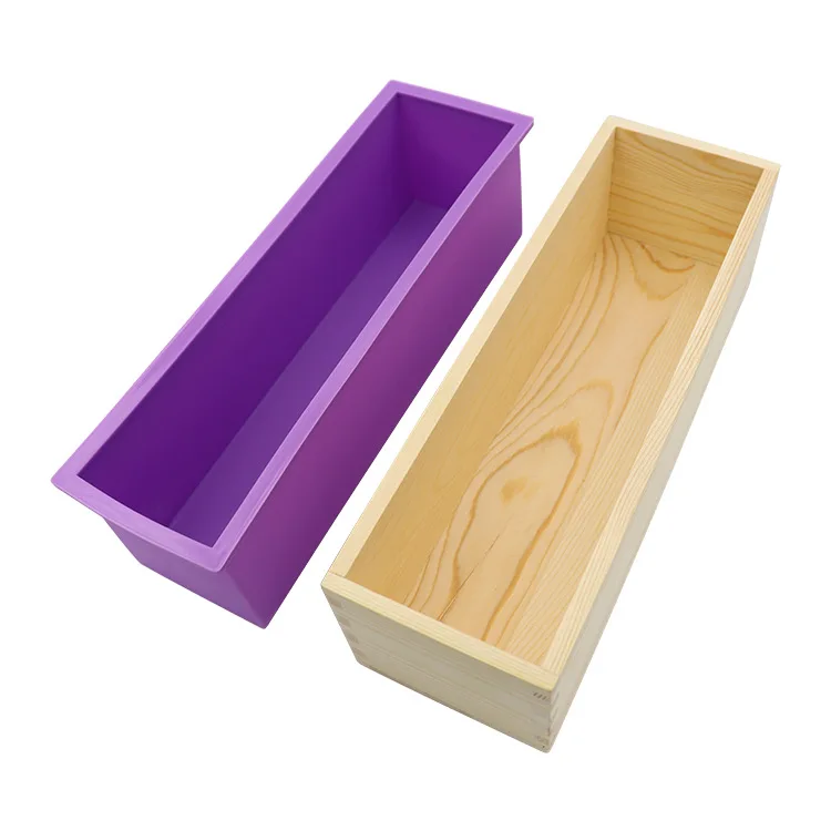 

Long Silicone Rectangle Loaf Soap Molds Rectangle-shape Toast Bread Soap Silicone Mold With Wood Box