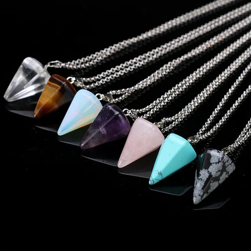 

New Women Men Rock Geometric Hexagon Stone Pendants Necklaces Jewelry, As pic