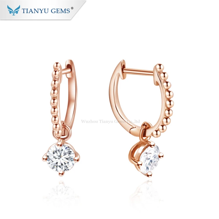 

Tianyu Gems New Products 14k Rose Gold 1ct Moissanite Diamonds Charm Earring for Daily Wear