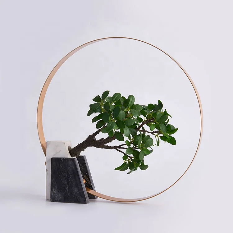 
Artificial wholesale metal marble green plant simulation furnishing article for home decor 