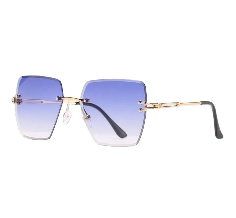 

Toefl tpo 2021 High Quality Square Metal Women Trendy Rimless Sunglasses motocross