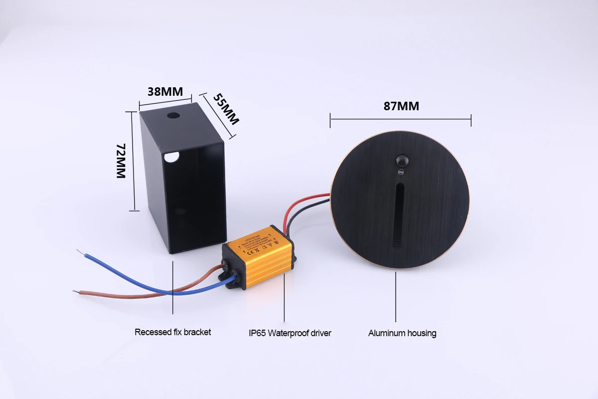 3W Embedded LED Step Light Sensor Flicker-free AC85-265V Stair Step Walkway Corner Light Sensor for outdoor