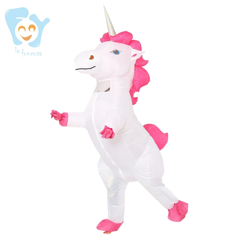 Adult Unisex Inflatable Unicorn Halloween Party Costumes Full Face Walking Suits
