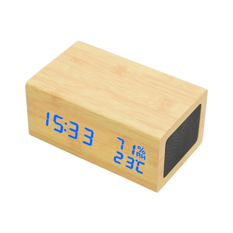 

EMAF Christmas gift Wooden BT Wireless Speaker digital clock with Thermometers hygrometers function