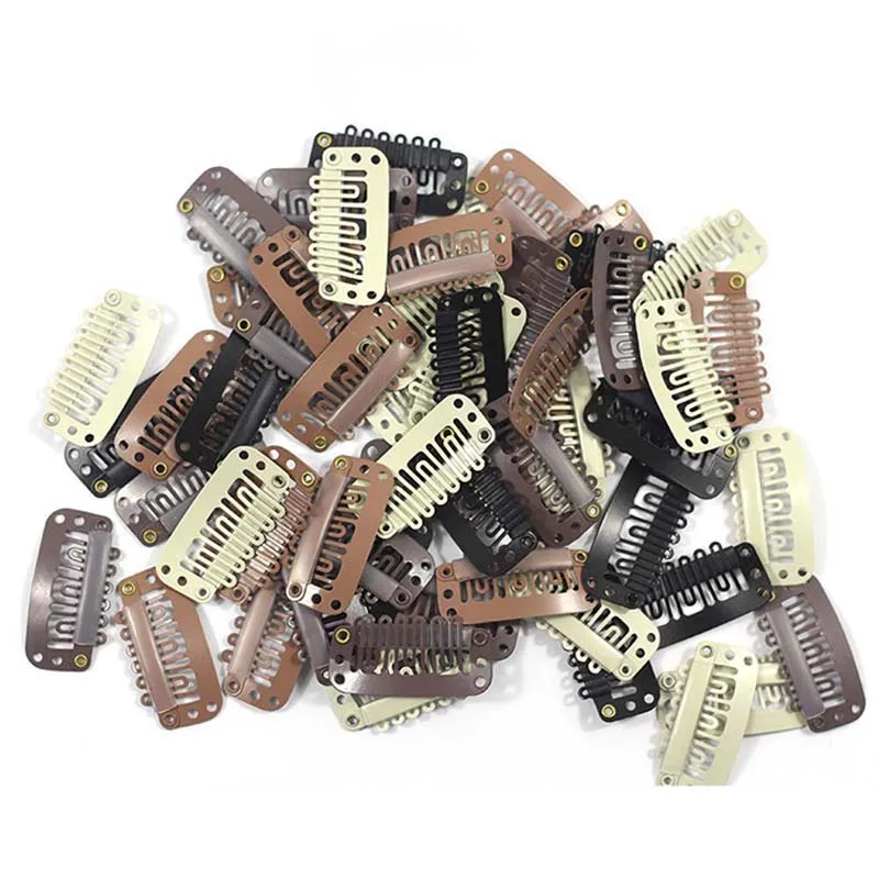 

100pcs 3.5cm Black U Shape Iron Snap Clips For Hair Extensions Wigs Invisible Hairpins Women DIY Hair Accessories, Black, dark brown, light brown, blonde