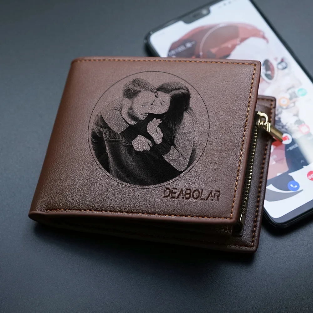 

Personalidad Gifts Photo New Custom Pu Leather Men Wallet For Husband Dad Son