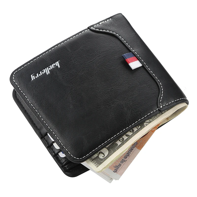 

BW4024 Hot Sale Explosive Men's Short Wallet Vintage Transverse Ultra-thin Open Wallet Card Holder, Coffee, brown, black
