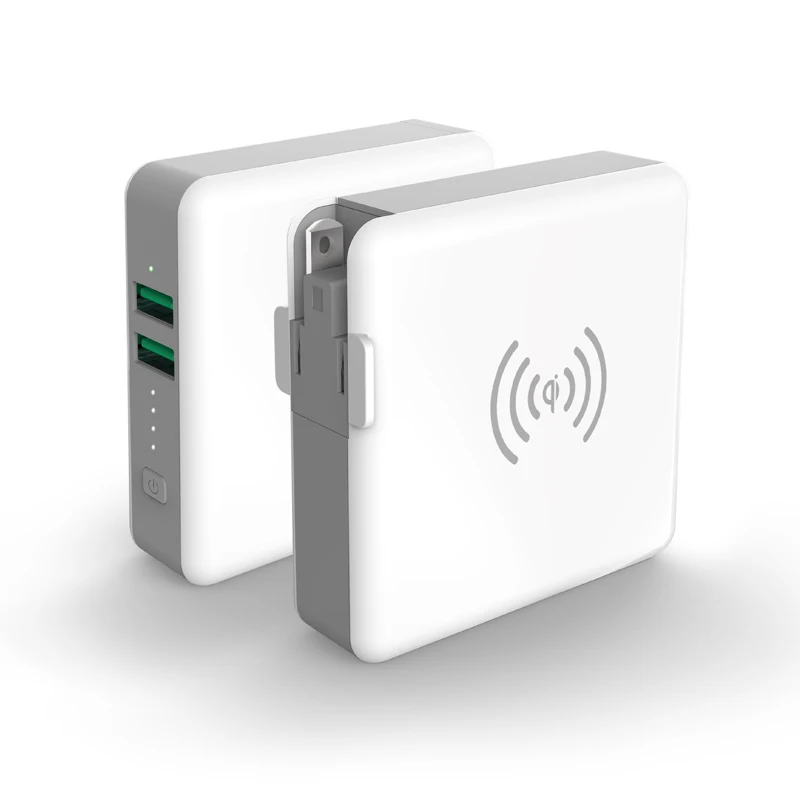 

Christmas Gift Promotional Item USB Charger Wireless Power Bank 5200mAh With Optional Plugs