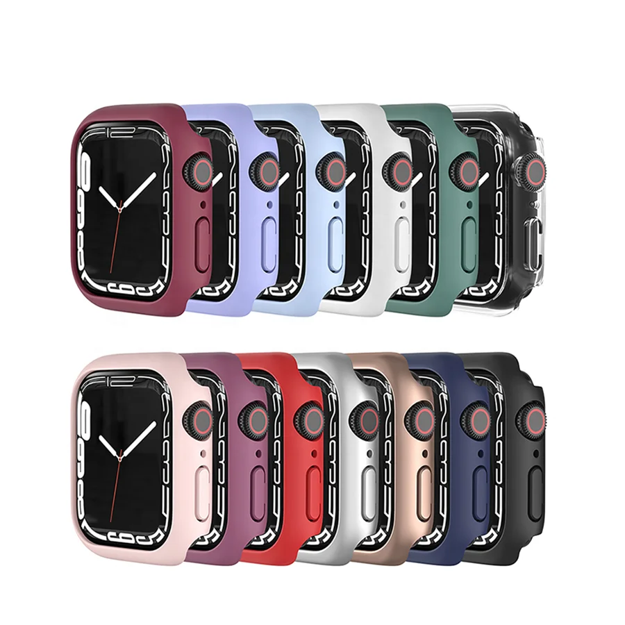 

Smart Iwatch 7 45MM 41MM Watch Case Bumper Tempered Glass Screen Protector Case Cover apple watch case, Multi colors