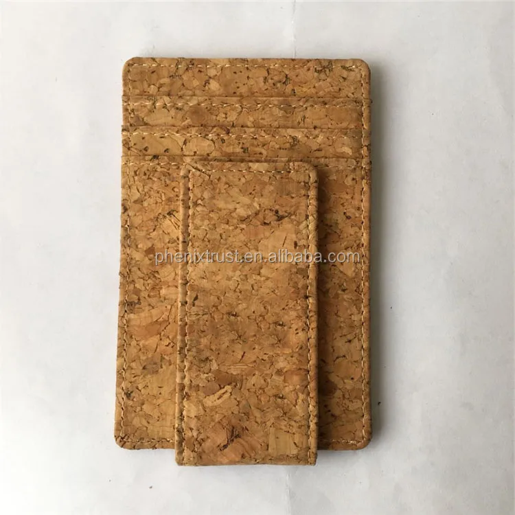 
Strong Magnet Travel Style Slim Card Holder Cork Leather Money Clip Cork Wallet 
