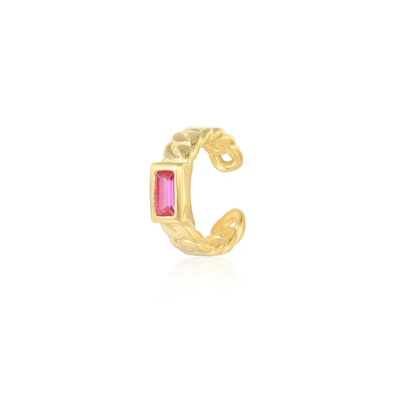

Single fashion all-match s925 sterling silver diamond hollow chain clip earrings