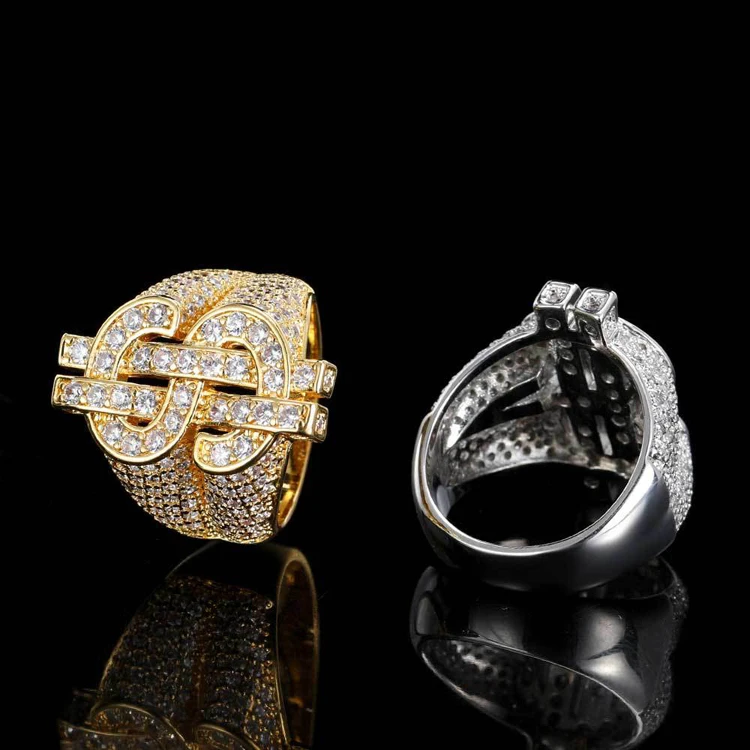 

GZYS JEWELRY Wholesale Hip Hop Jewelry 18k Gold Diamond Dollar Ring Men