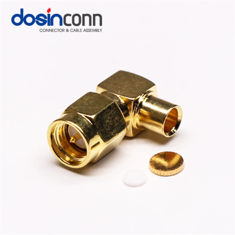 Standard Brass Gold Plated Male Right Angle 90 Degree Solder type SMA Plug Cable connectors