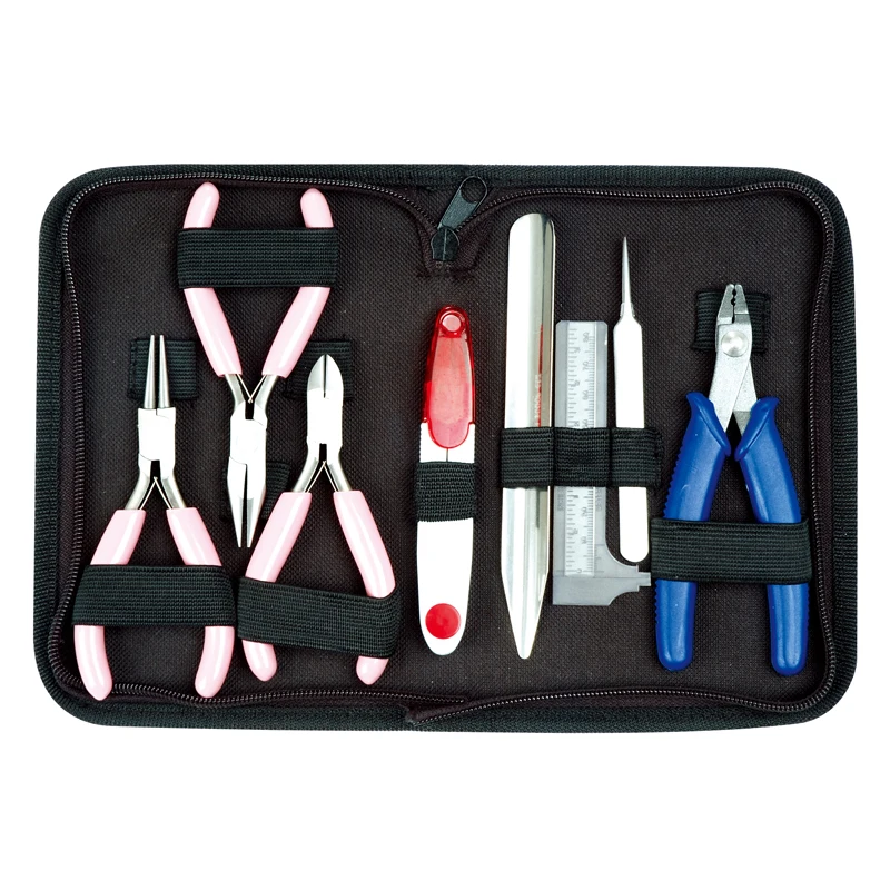 

XuQian jewelry tools High Quality 8 Pieces Tool Kit with Zip Pouch For Handmade DIY Jewelry Making