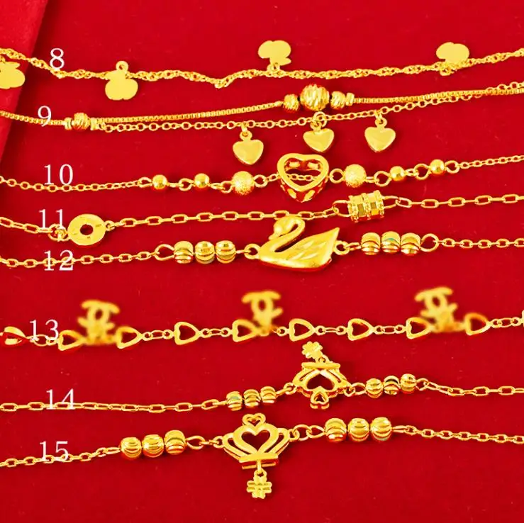 

Heart bells anklets Gold plated anklet fashion women anklets 24k gold bangle Free shipping party jewelry foot chain