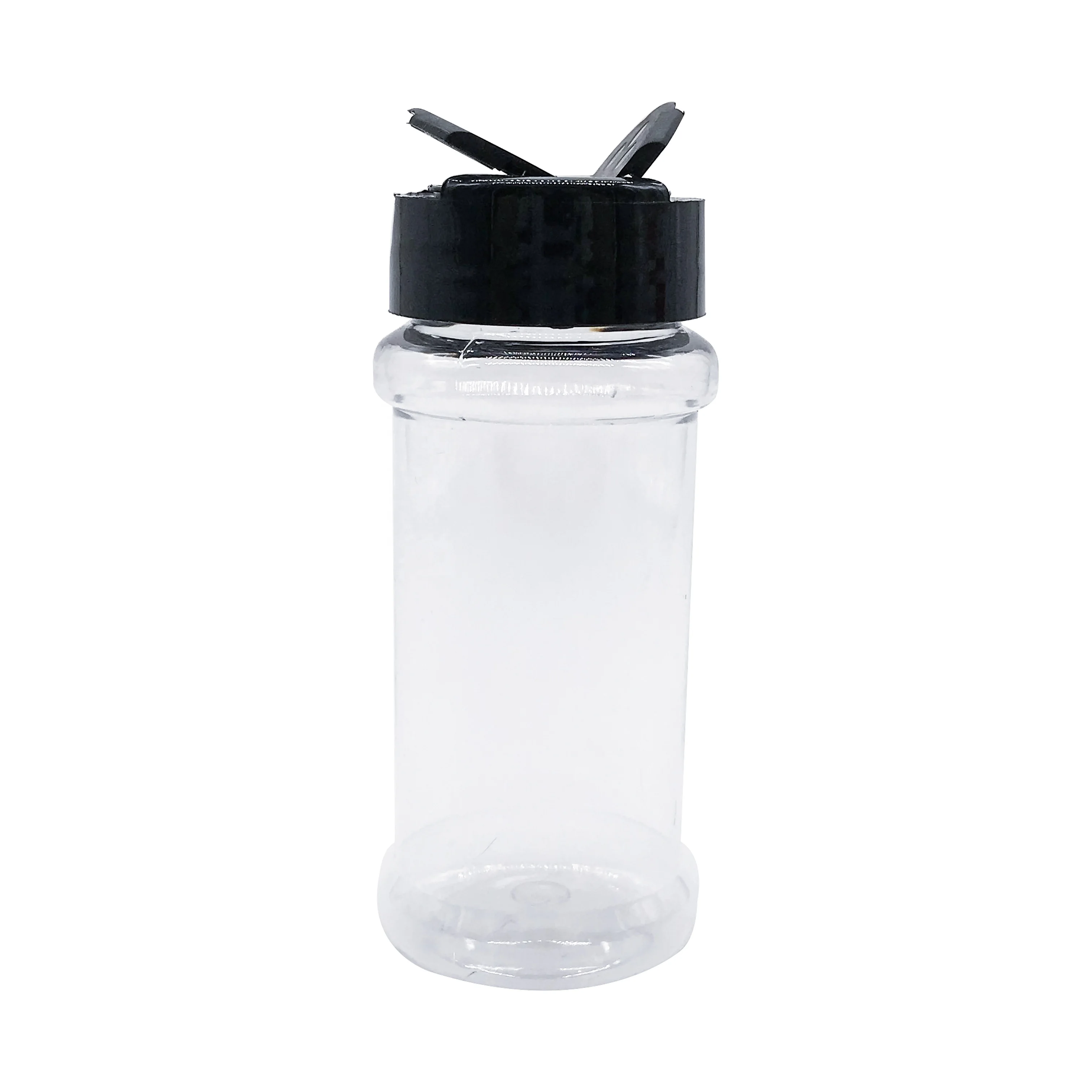 

Clear empty spice bottles 100ml hot sale plastic PET salt shaker spice jar, Clear and customized color