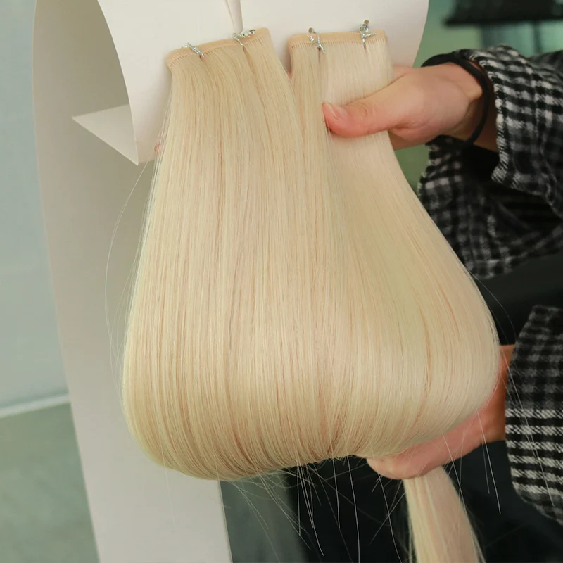 

The best quality OEM Factory New Lace Based Flat Weft Micro Silk Weft Remy Human Hair Extensions, All colors, or customization