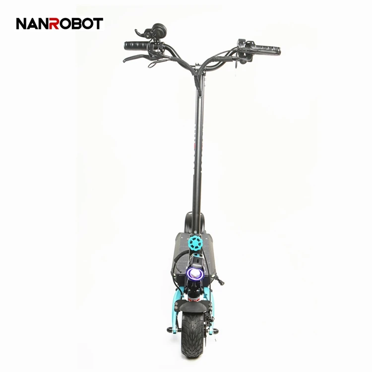 

Nanrobot 1600w 48v Offroad Stand Up DISC BRAKE Lithium Battery Scoot Electric Scooter For Sale, Black and blue details