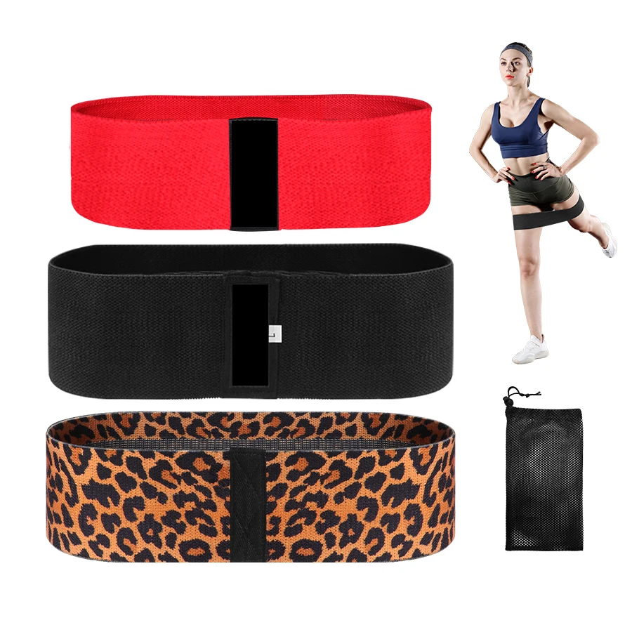 

Non Slip Elastic Hip Bands Fitness Gym Yoga Training Loops Fabric Resistance Booty Bands, Red,black,leopard