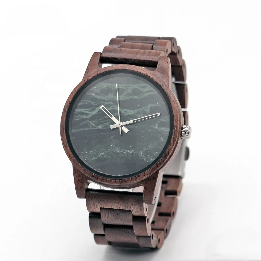 

Greenish marble wood expensive custom watches brands sport fashion natural walnut watch