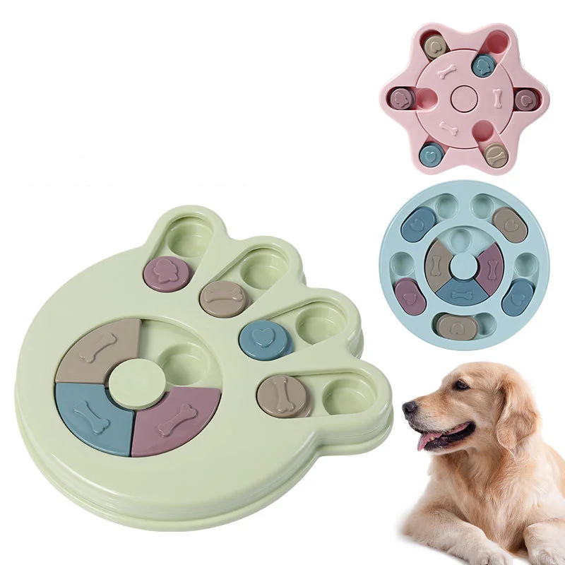 

Paw Print dog Toy Pet Puzzle Slow Food Toy Leak Plate Training interactive pet toy
