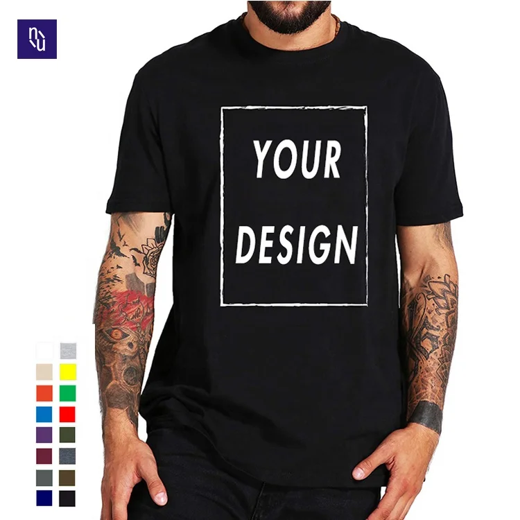 
wholesale graphic tees unisex blank black T shirts in bulk logo printed 100% Cotton plain T shirt 