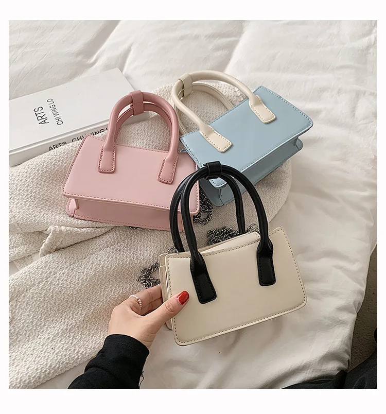 

Designer Girls Leather Solid Color Square Crossbody Kids Mini Purses And Handbags Chain Bags For Women, 3 colors