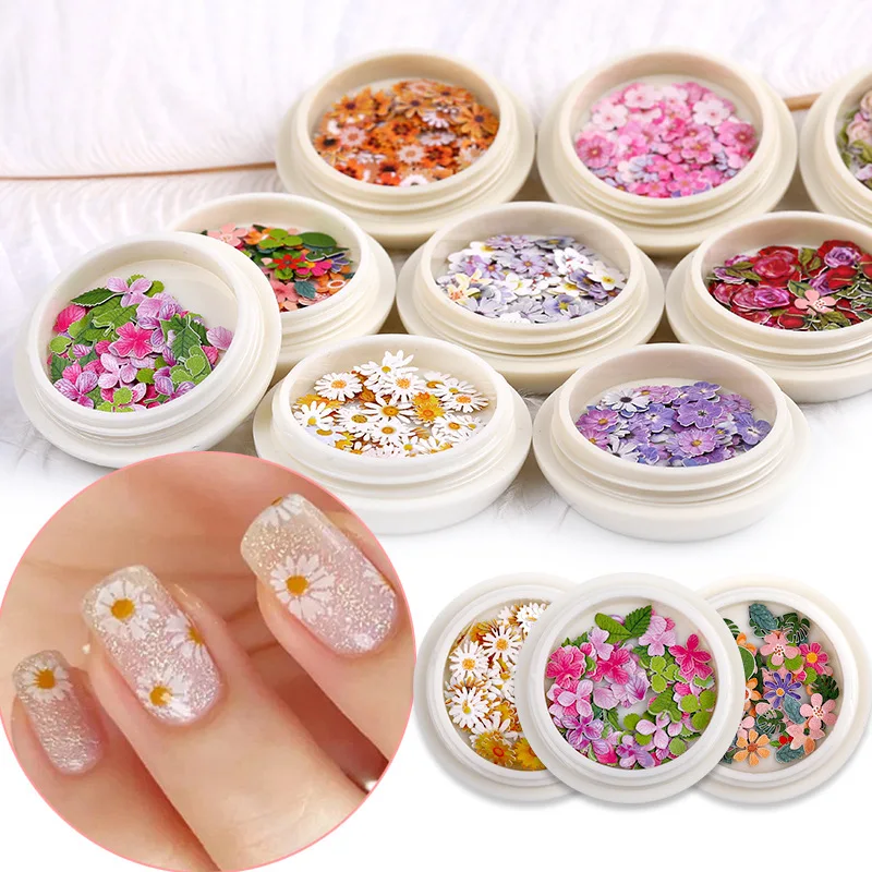 

Nail art 3D all kinds of petal nail stickers jewelry sequins wood pulp pieces mixed nail decoration