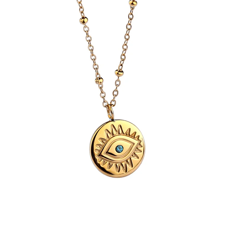 

Popular Dainty Blue Eye Pendant Jewelry Gold Plated Evil Eye Necklace Stainless Steel for Woman