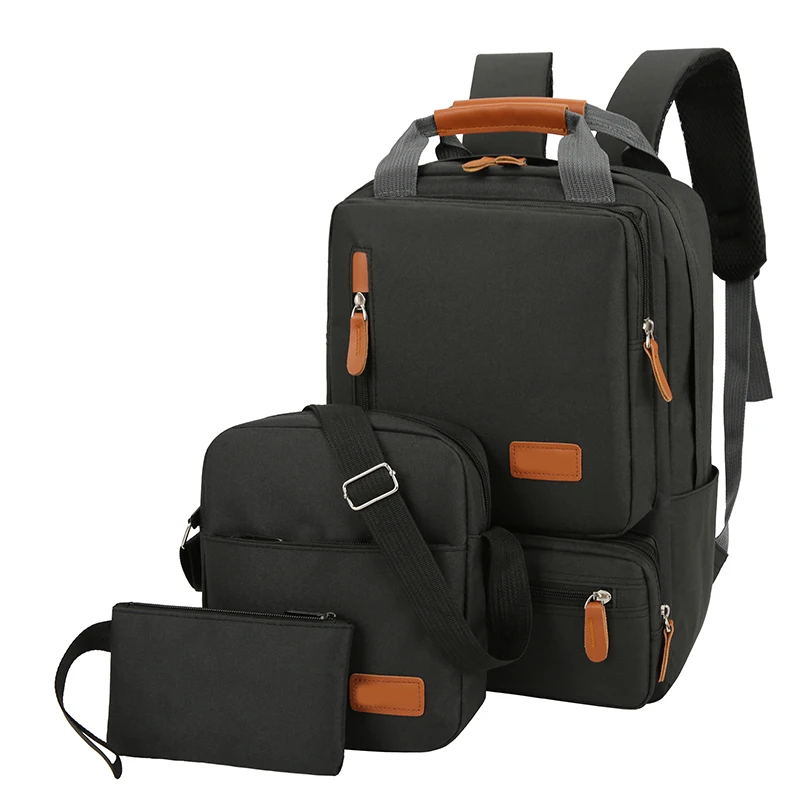 

New travel business computer backpack waterproof school backpacks boys men 3 in 1 laptop backpack set