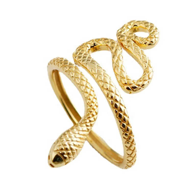 

Hot Selling 925 Sterling Silver Snake Ring 18k Gold Plated Jewelry Adjustable gold Rhodium Plating Snake Open Ring Girls