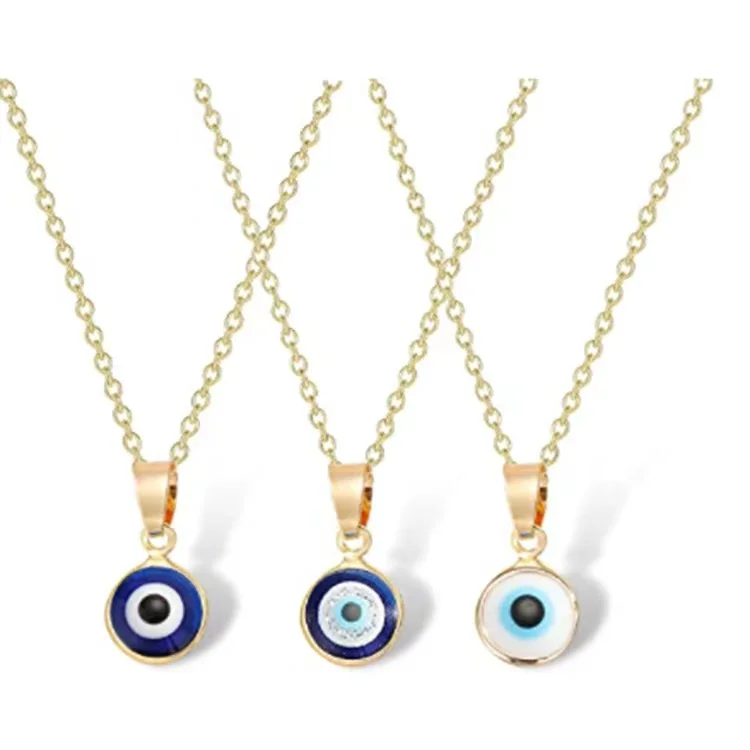 

2022 new design evil eyes stainless steel Resin alloy pendant fashion women jewelry necklace, Gold silver color