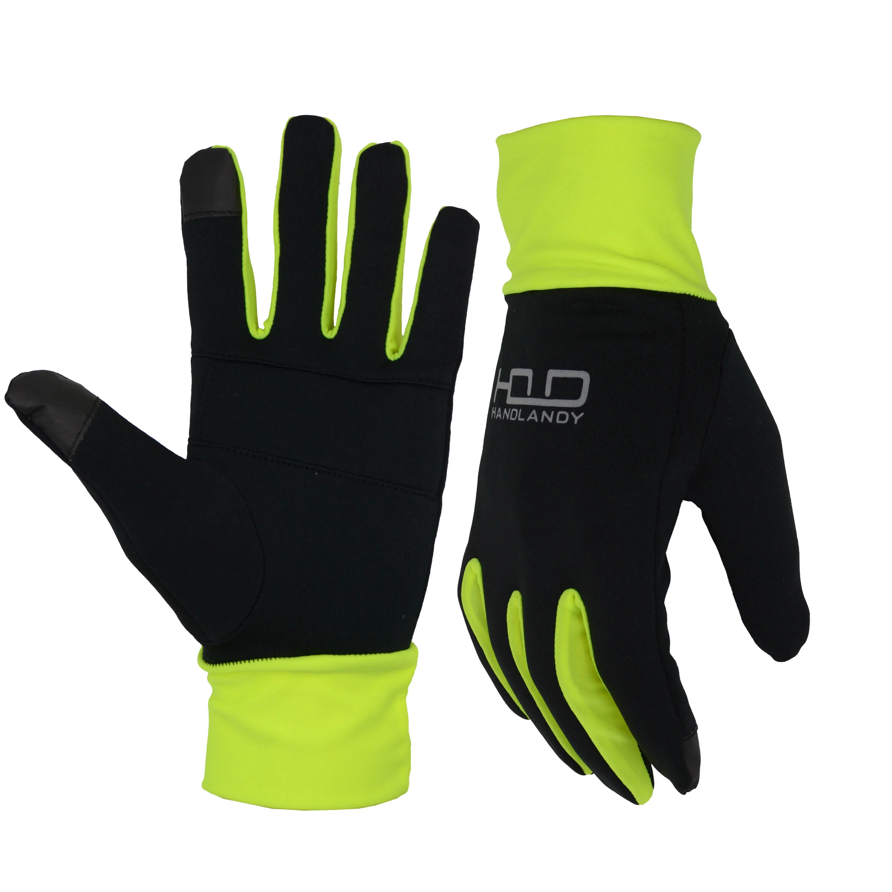 

HANDLANDY Cheap wholesale custom cycling touch screen running other sports gloves for hand protection,high quality gloves, Black green