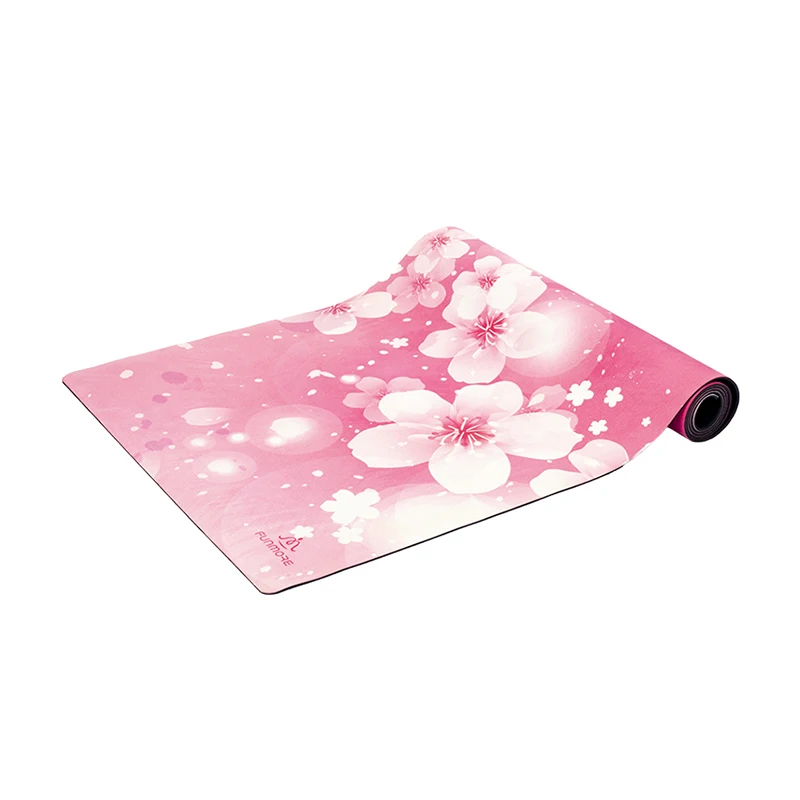

Recycled 3mm Peach Blossom Print Hot Harmless Rubber Eco Friendly Non-slip Suede Padded Yoga Mat, Customized