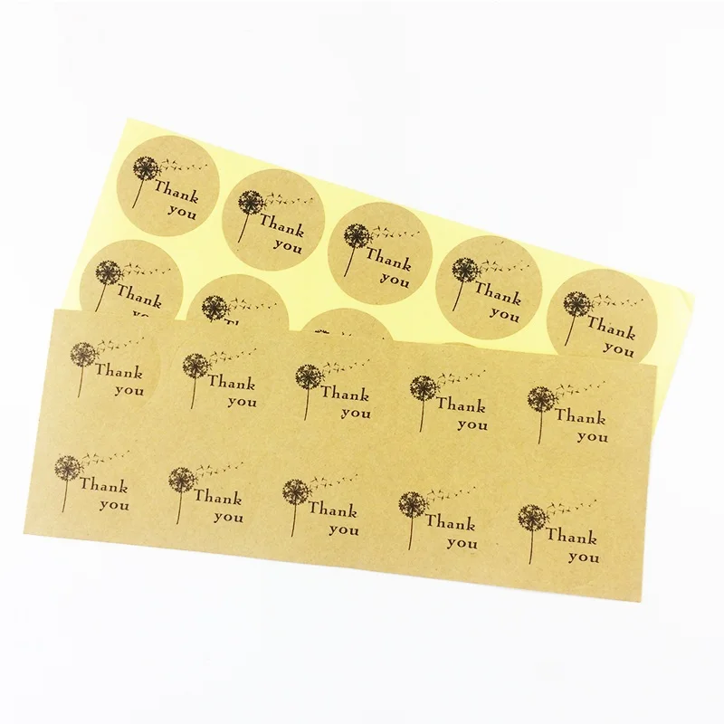 

100pcs/pack Thank You Sticker Dandelion Kraft Label Sticker DIY Gift Cake Baking Sealing Scrapbooking Labels For Thanksgiving