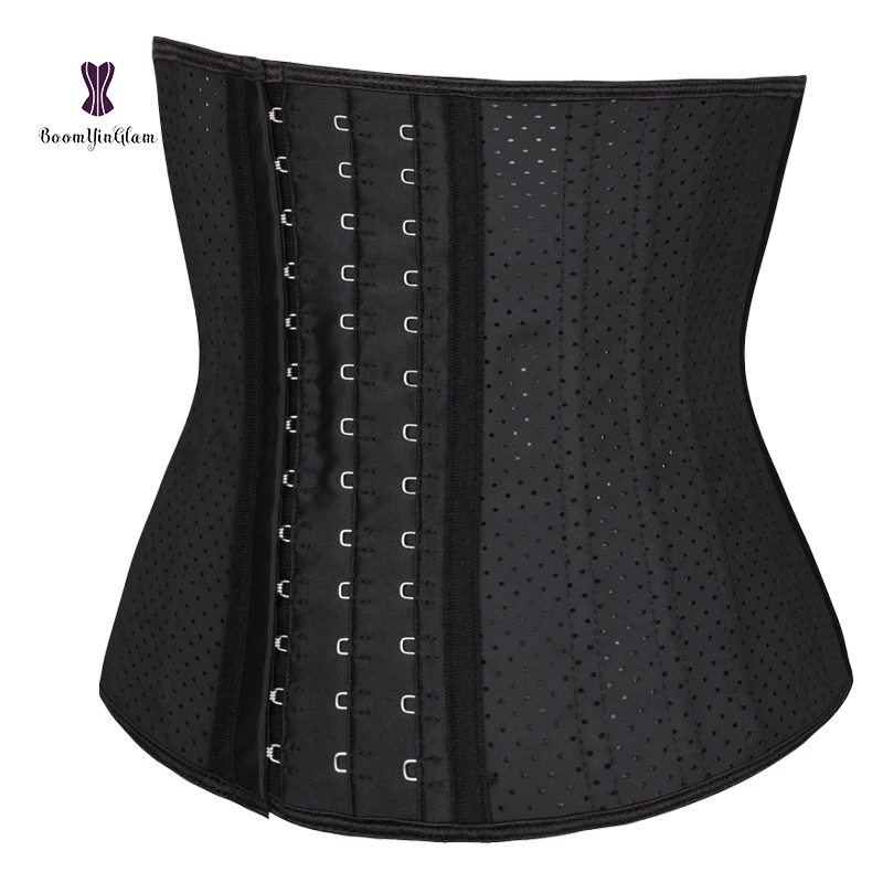 

latex webbing breathable see through hole 9.84inch 25CM height 25 steel boned waist cincher training underbust corset, Black, nude or customized color