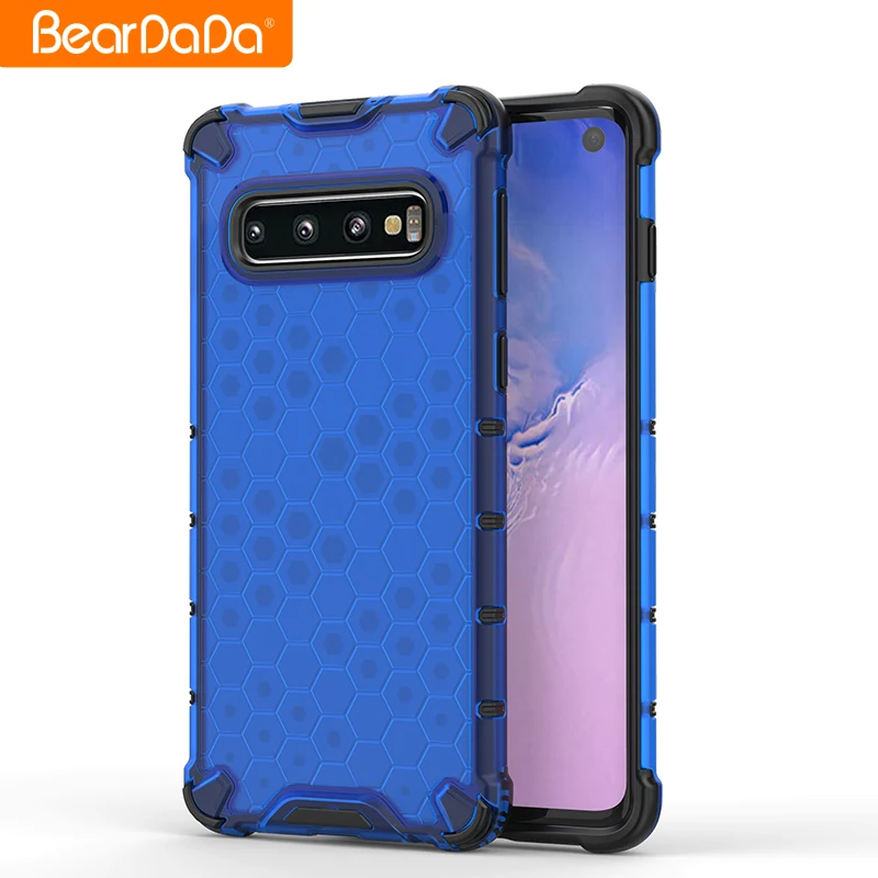 

Honeycomb transparent pc tpu phone back cover for samsung s10,shockproof case for samsung galaxy s10