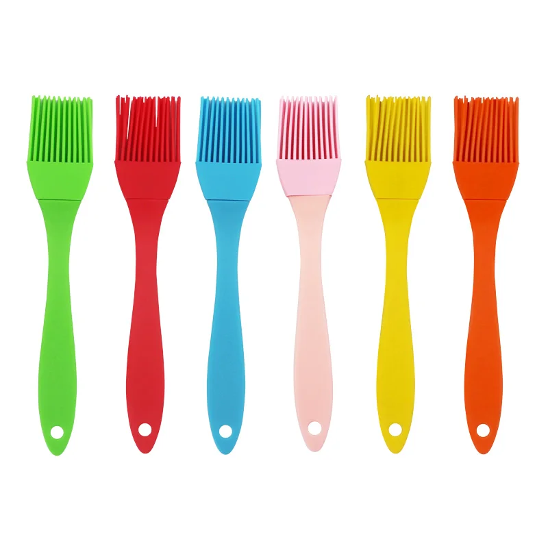 

6.4inch Heat Resistant Basting Oil Brush Silicone Brush With Handle For Grilling Baking Marinating Kitchen Cooking, Pink,green,yellow,orange,blue,red