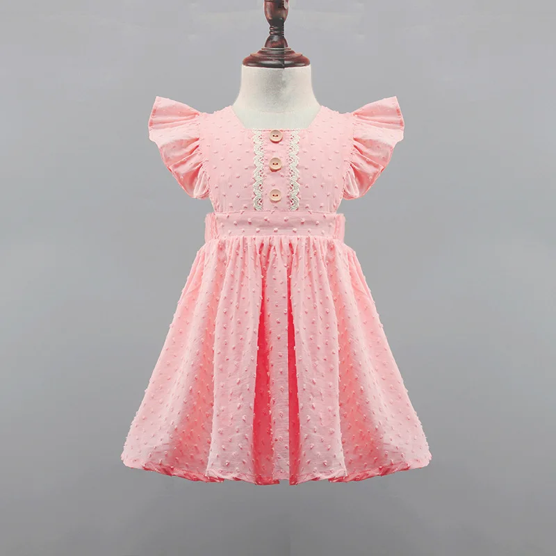 
Hot Sale Baby Girls Casual Party Skirt Kids Flower Ruffle Shoulder Floral Dress 