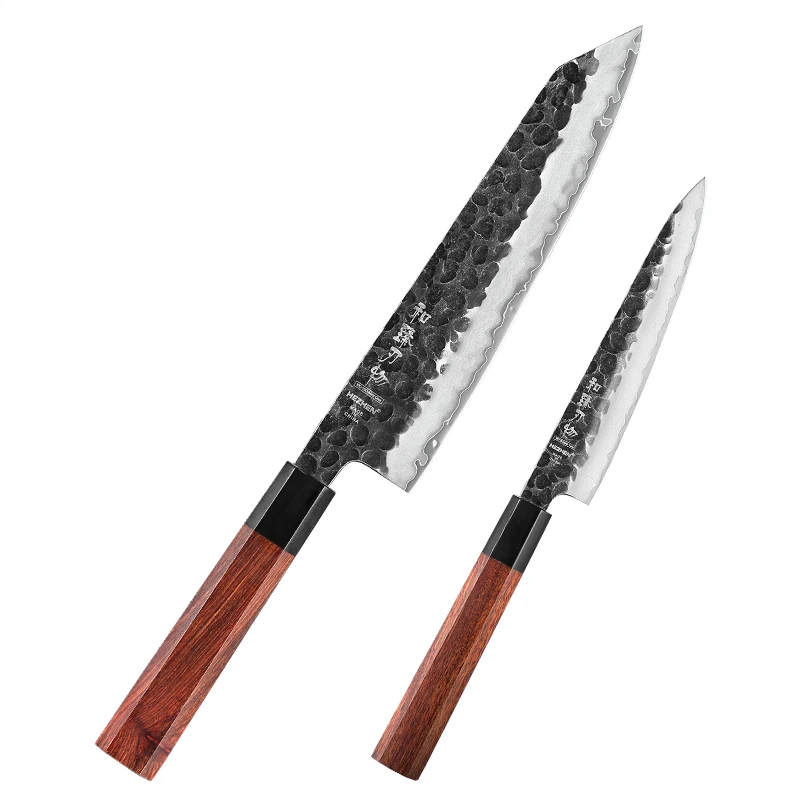 

XINZUO Handmade classic 2pcs 10Cr steel core stainless steel kitchen knife set with natural wood handle