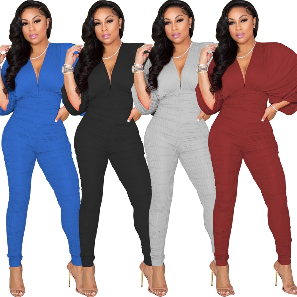 

2021 popular high waist stripe one piece set long sleeve pants casual sets womens jumpsuit